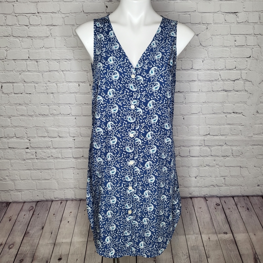 GAP Blue Paisley Print Button Down Dress Size S
